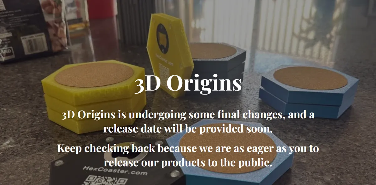 3D Origins' site showing their own in-build notice